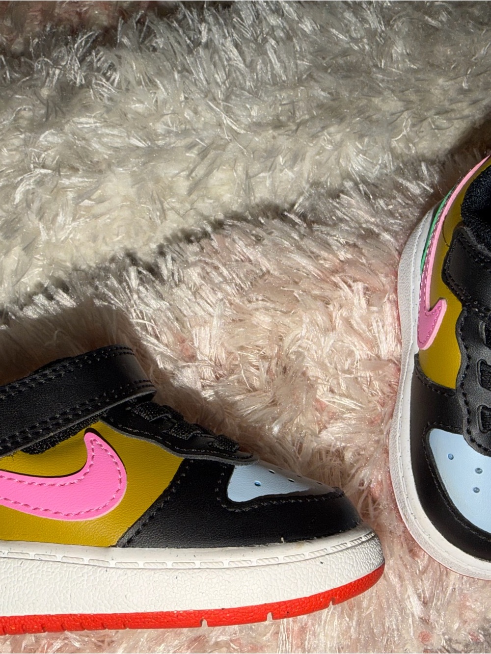 Nike Kids Black, Pink, Yellow & Light Blue Sneakers